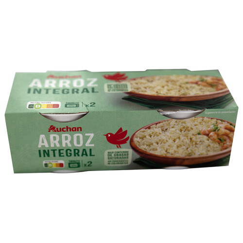 Alcampo PRODUCTO ALCAMPO Arroz integral cocido (vasito microondas) listo para calentar y comer 2 x 125 g