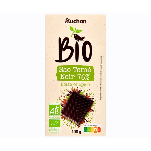 Alcampo PRODUCTO ALCAMPO Bio Chocolate negro Santo Tomé (76%) procedente de agricultura ecológica 100 g