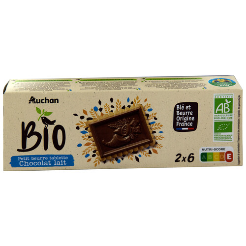 Alcampo PRODUCTO ALCAMPO Bio Galletas de mantequilla con chocolate con leche ecologicos 150 g