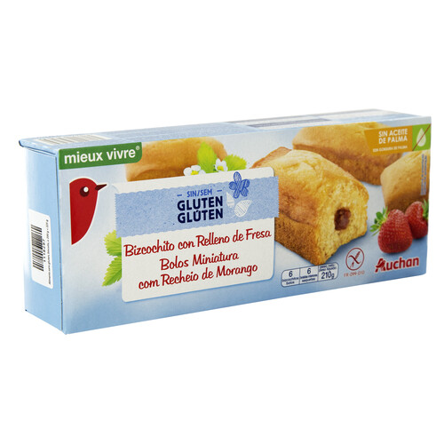 Alcampo PRODUCTO ALCAMPO Bizcochito con relleno de fresa sin gluten 210 g