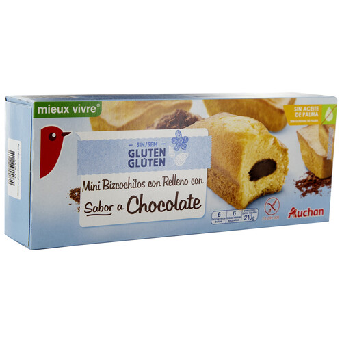 Alcampo PRODUCTO ALCAMPO Bizcochito relleno de crema de cacao sin gluten PRODUCTO ALCAMPO 210 g