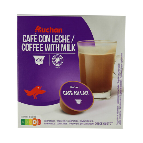 Alcampo Producto Alcampo Café con leche en capsulas compatible con dolce gusto 16 uds. 160 g