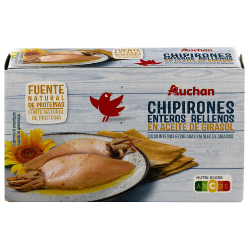 Alcampo PRODUCTO ALCAMPO Chipirones rellenos enteros en aceite de girasol 72 g