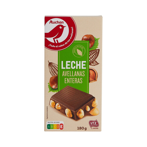 Alcampo PRODUCTO ALCAMPO Chocolate con leche con avellanas enteras tableta 180 g