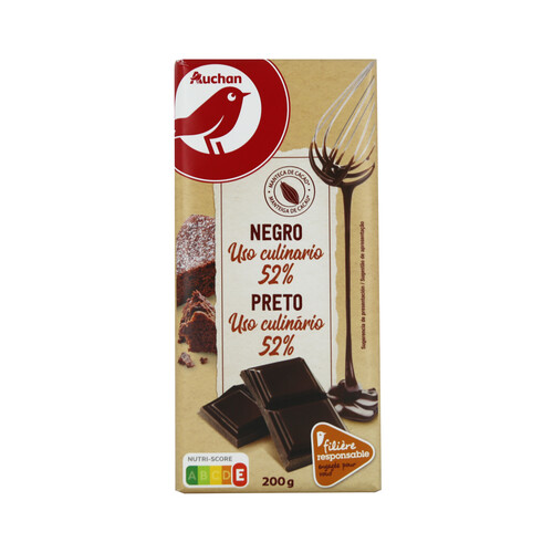 Alcampo PRODUCTO ALCAMPO Chocolate negro (52% cacao) para uso culinario tableta 200 g