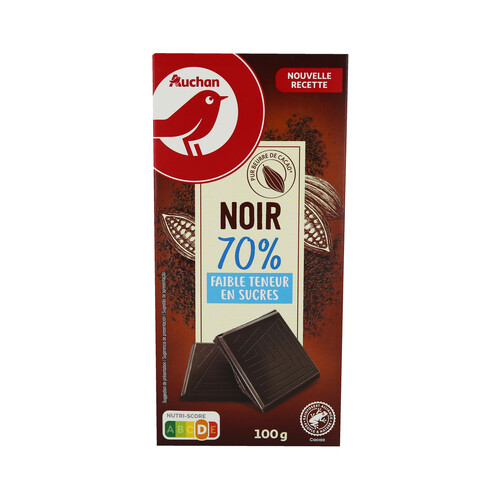 Alcampo PRODUCTO ALCAMPO Chocolate negro (70%) sin azúcares añadidos tableta de 100 g