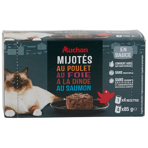 Alcampo PRODUCTO ALCAMPO Comida húmeda para gatos de salsa con pollo 4 x 85 g