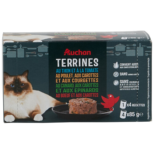Alcampo PRODUCTO ALCAMPO Comida para gatos húmeda de paté con atún y tomate PRODUCTO ALCAMPO 4 x 85 g
