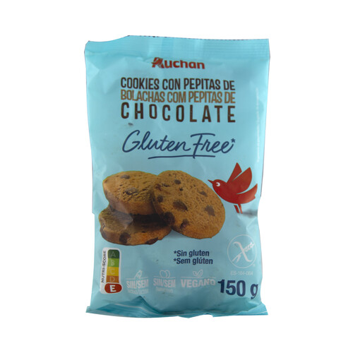 Alcampo PRODUCTO ALCAMPO Cookies (galletas) con pepitas de chocolate elaboradas sin gluten ni lactosa 150 g