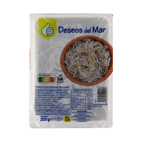 Alcampo PRODUCTO ALCAMPO ECONÓMICO Sucedaneo de angulas ultracongelado (deseos del mar) 200 g