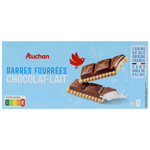 Alcampo PRODUCTO ALCAMPO Galletas con barrita de chocolate rellena de crema de leche 6 uds