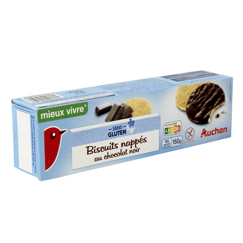 Alcampo PRODUCTO ALCAMPO Galletas con cobertura de chocolate negro sin gluten (controlado por la FACE) 150 g