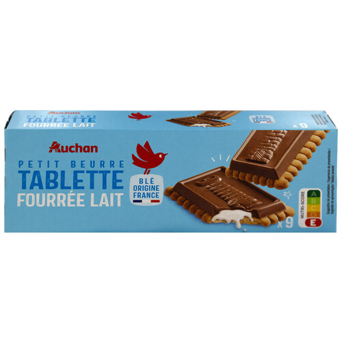 Alcampo PRODUCTO ALCAMPO Galletas de mantequilla con tableta de chocolate con leche con relleno de leche 140 g