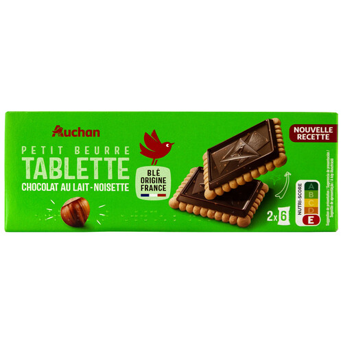 Alcampo PRODUCTO ALCAMPO Galletas de mantequilla con tableta de chocolate con leche y avellanas 150 g