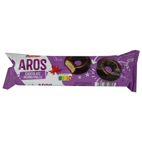 Alcampo PRODUCTO ALCAMPO Galletas en forma de aro bañadas de chocolate negro 155 g