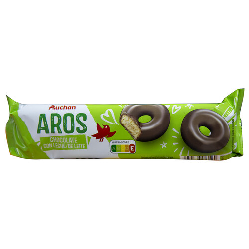 Alcampo PRODUCTO ALCAMPO Galletas en forma de aro recubiertas de chocolate con leche 128 g
