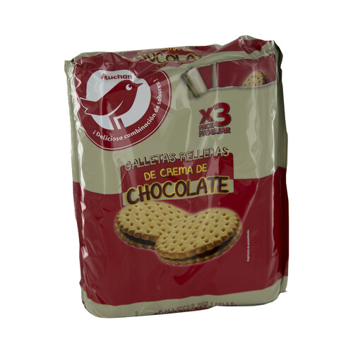 Alcampo PRODUCTO ALCAMPO Galletas rellenas de chocolate pack de 3 paquetes de 250 g