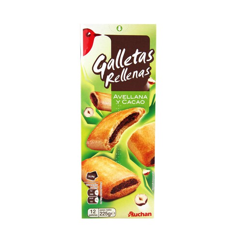 Alcampo PRODUCTO ALCAMPO Galletas rellenas de crema de avellana y cacao 225 g