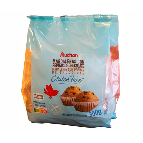 Alcampo PRODUCTO ALCAMPO Magdalenas con pepitas de chocolate sin gluten 350 g