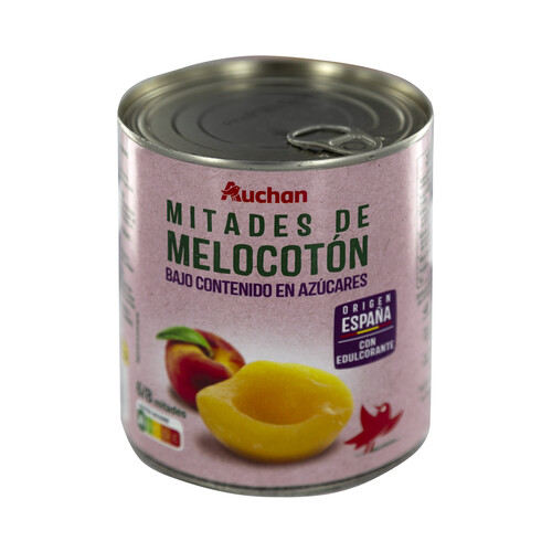 Alcampo PRODUCTO ALCAMPO Melocotón de origen español cortados en mitades y con bajo contenido en azúcares lata de 480 g