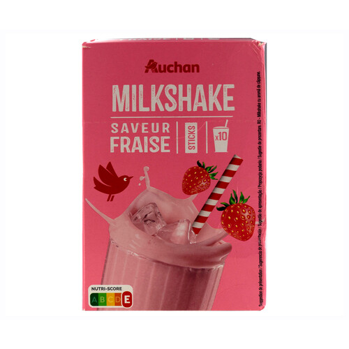 Alcampo PRODUCTO ALCAMPO MILKSHAKE Preparado en polvo para bebida tipo batido sabor fresa 10 sticks