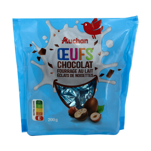 Alcampo PRODUCTO ALCAMPO Mini bombones de chocolate con leche rellenos de leche y trocitos de avellanas 200 g