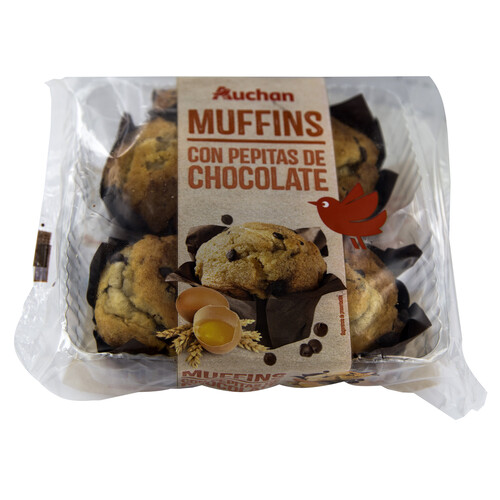 Alcampo PRODUCTO ALCAMPO Muffins con pepitas de chocolate 4 x 75 g