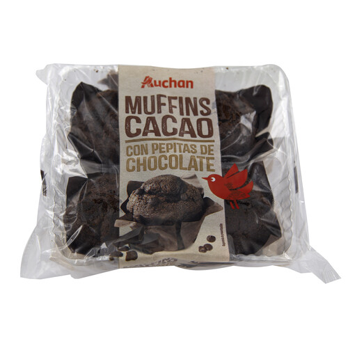 Alcampo PRODUCTO ALCAMPO Muffins de cacao con pepitas de chocolate 4 x 75 g
