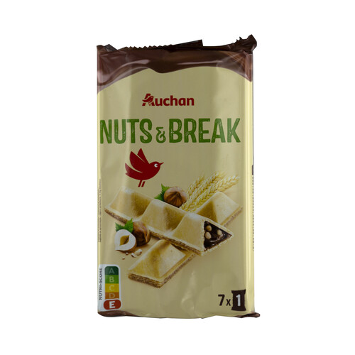 Alcampo PRODUCTO ALCAMPO Nuts % break Galletas rellenas de crema de avellanas y arroz inflado 105 g