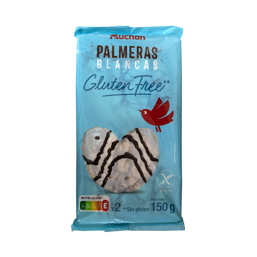Alcampo PRODUCTO ALCAMPO Palmeras de chocolate blanco elaboradas sin gluten 2 uds 150 g