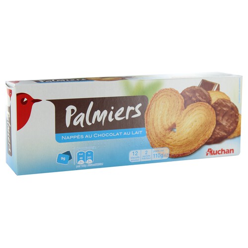 Alcampo PRODUCTO ALCAMPO Palmeras de hojaldre cubiertas de chocolate con leche 110 g