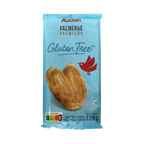 Alcampo PRODUCTO ALCAMPO Palmeras de hojaldre elaboradas sin gluten 2 uds 120 g