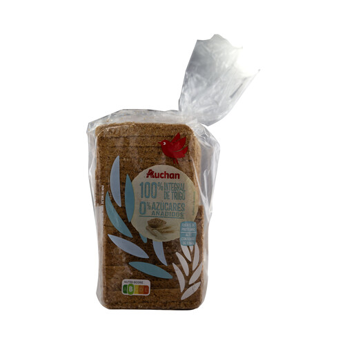 Alcampo PRODUCTO ALCAMPO Pan de molde 100% integral de trigo 0 % azúcares añadidos 460 g