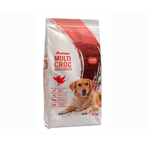 Alcampo PRODUCTO ALCAMPO Pienso para perros a base de croquetas de carne y cereales Multicroc 15 kg