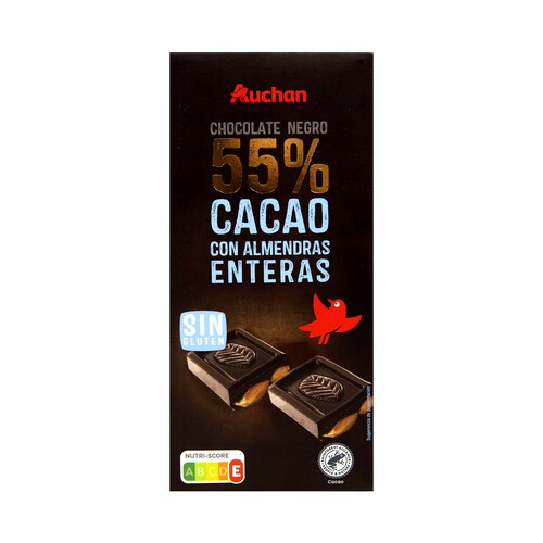 Alcampo PRODUCTO ALCAMPO Tableta de chocolate negro con almendras enteras 200 g