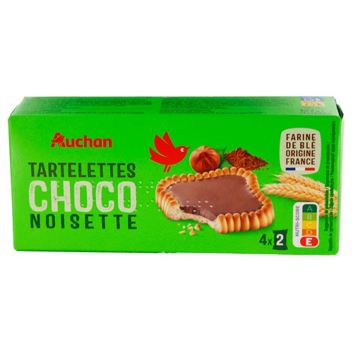 Alcampo PRODUCTO ALCAMPO Tartaletas de galleta con relleno de chocolate y avellanas sabor avellana 127 g