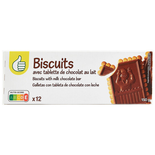 Alcampo PRODUCTO ECONÓMICO ALCAMPO Galletas tableta chocolate con leche p 150 g