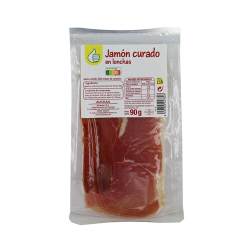 Alcampo PRODUCTO ECONÓMICO ALCAMPO Jamón curado cortado en lonchas PRODUCTO ECONÓMICO ALCAMPO 90 g
