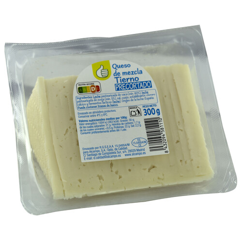 Alcampo PRODUCTO ECONÓMICO ALCAMPO Queso mezcla tierno (vaca - oveja) precortado 300 g