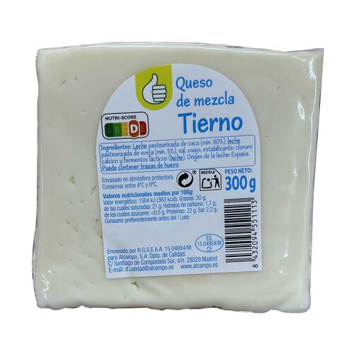 Alcampo PRODUCTO ECONÓMICO ALCAMPO Queso mezcla tierno (vaca - oveja) 300 g