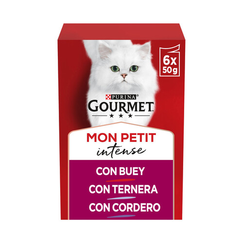 Alcampo PURINA GOURMET Comida para gatos adultos a base de buey ternera y cordero GOURMET 6 uds. 50 g