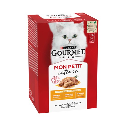 Alcampo PURINA GOURMET Comida para gatos adultos a base de pato pollo y pavo 6 uds. 50 g