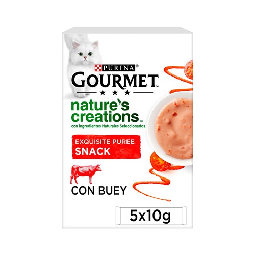 Alcampo PURINA GOURMET Snack gatos con buey PURINA GOURMET NATURE CREATIONS 5 x 10 g