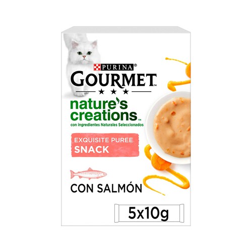Alcampo PURINA GOURMET Snack gatos con salmón PURINA GOURMET NATURE CREATIONS 5 x 10 g