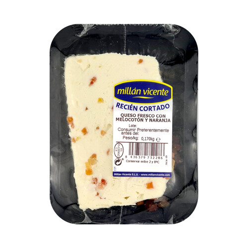 Alcampo Queso fresco con melocotón y naranja MILLÁN VICENTE 170g
