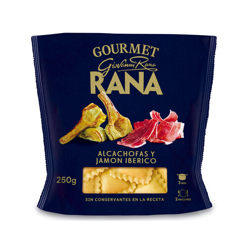 Alcampo RANA Gourmet Raviolis de pasta fresca rellenos alcachofas y jamón ibérico 250 g