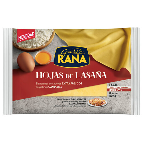 Alcampo RANA Placas de pasta elaborada con huevos frescos de gallinas camperas RANA 12 uds