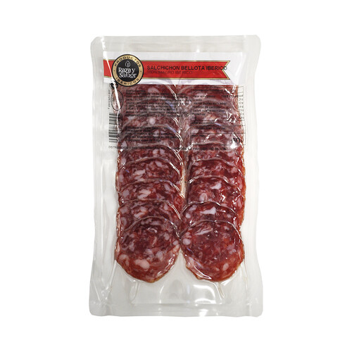 Alcampo RAZA Y SABOR Salchichón de bellota ibérico (50% raza ibérica) cortado en finas lonchas 60 g