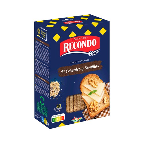 Alcampo RECONDO Pan tostado 10 cereales 30 rebanadas 270 g