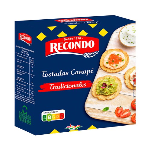 Alcampo RECONDO Tostadas redondas de pan normal para canapés 110 g